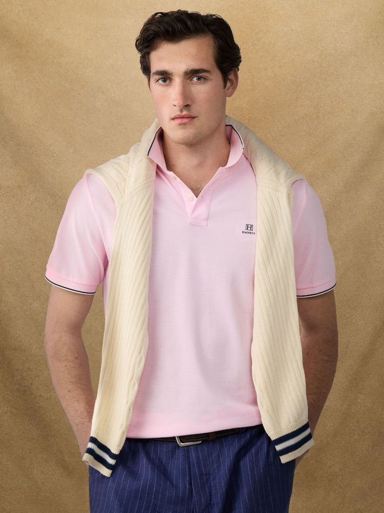 Hackett Pink Short Sleeve Tipped Polo Shirt - Image 1 of 7