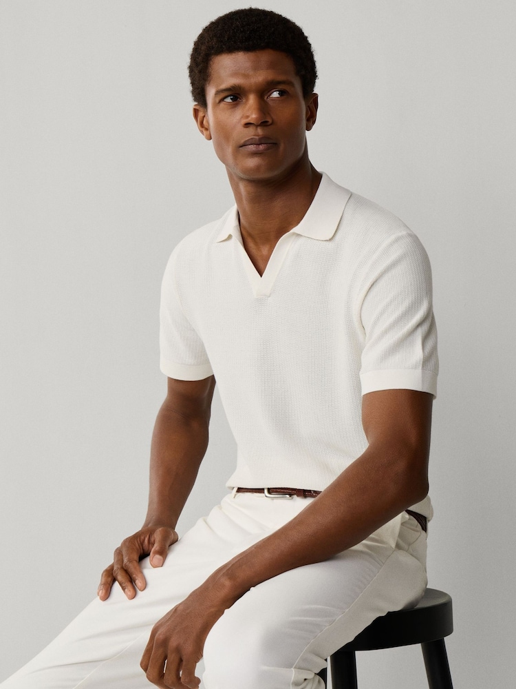Hackett White Knitted Short Sleeve Polo Shirt - Image 1 of 7
