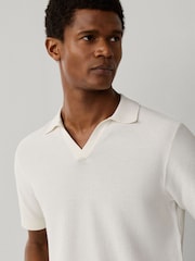 Hackett White Knitted Short Sleeve Polo Shirt - Image 3 of 7