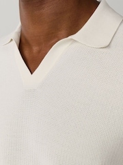 Hackett White Knitted Short Sleeve Polo Shirt - Image 7 of 7