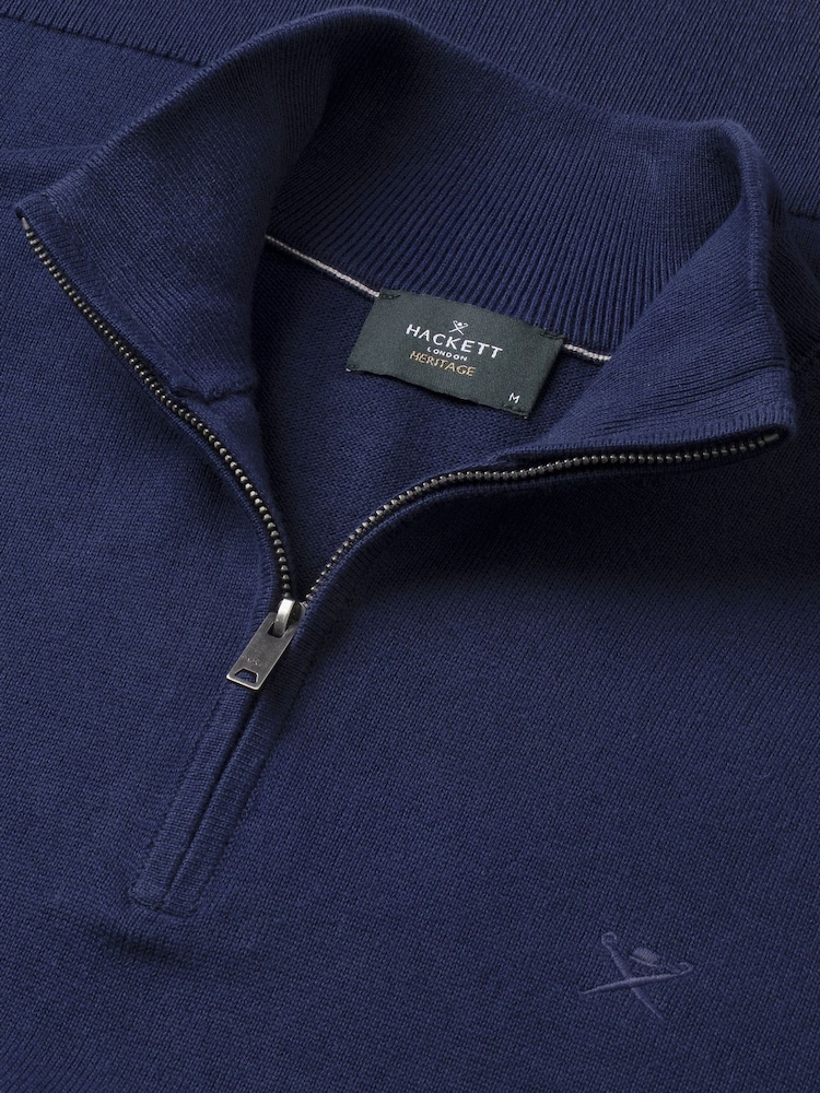 Hackett Cotton Quarter Zip Jumper - Image 3 of 3