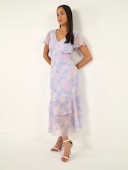 Roman Purple Petite Frill Hem Dress - Image 1 of 5