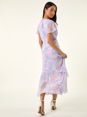 Roman Purple Petite Frill Hem Dress - Image 3 of 5