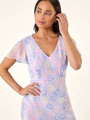 Roman Purple Petite Frill Hem Dress - Image 4 of 5