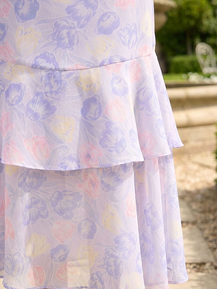 Roman Purple Petite Frill Hem Dress - Image 4 of 4 Roman Purple Petite Frill Hem Dress - Image 4 of 4