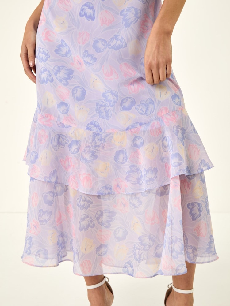 Roman Purple Petite Frill Hem Dress - Image 5 of 5 Roman Purple Petite Frill Hem Dress - Image 5 of 5