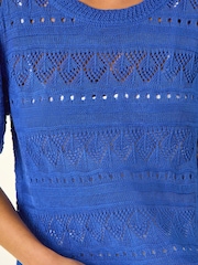 Roman Blue Womens Pointelle Knit Blouses - Image 5 of 5