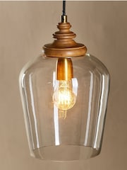 Nkuku Natural Varuna Mango Wood & Glass Pendant Lamp - Image 3 of 4