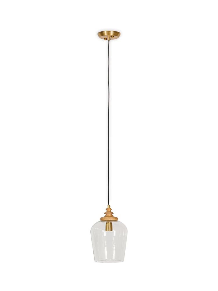 Nkuku Natural Varuna Mango Wood & Glass Pendant Lamp - Image 4 of 4