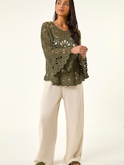 Roman Green Crochet Top - Image 2 of 5