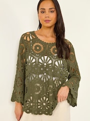 Roman Green Crochet Top - Image 4 of 5
