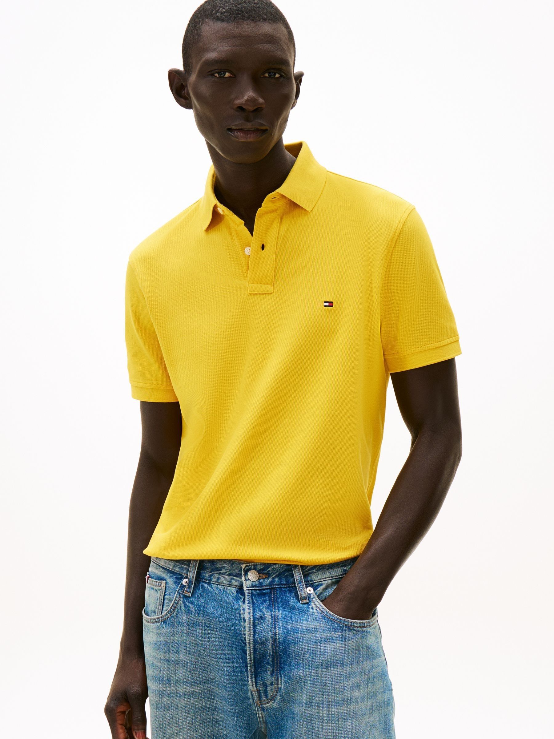 Buy Tommy Hilfiger Yellow 1985 Regular Fit Pique Polo Shirt from
