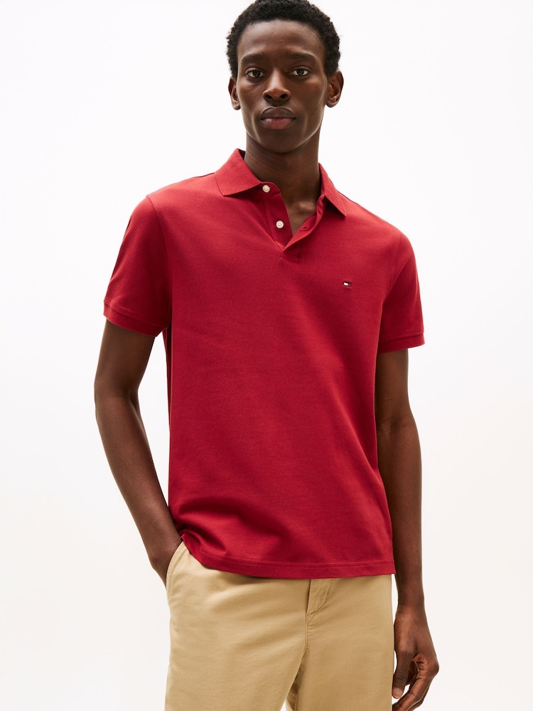 Tommy Hilfiger Red 1985 Regular Fit Pique Polo Shirt - Image 1 of 5 Tommy Hilfiger Red 1985 Regular Fit Pique Polo Shirt - Image 1 of 5