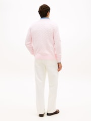 Tommy Hilfiger Pink Flag Embroidery Cable Knit Jumper - Image 3 of 5