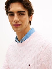 Tommy Hilfiger Pink Flag Embroidery Cable Knit Jumper - Image 4 of 5