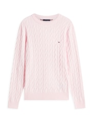 Tommy Hilfiger Pink Flag Embroidery Cable Knit Jumper - Image 5 of 5