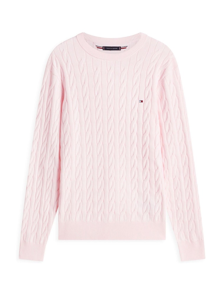 Tommy Hilfiger Pink Flag Embroidery Cable Knit Jumper - Image 5 of 5