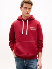 Tommy Hilfiger Red Heritage Logo Embroidery Drawstring Hoodie - Image 1 of 5