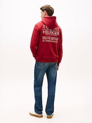 Tommy Hilfiger Red Heritage Logo Embroidery Drawstring Hoodie - Image 2 of 5