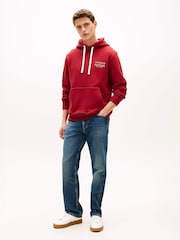 Tommy Hilfiger Red Heritage Logo Embroidery Drawstring Hoodie - Image 3 of 5