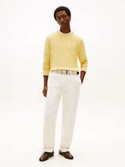 Tommy Hilfiger Yellow Flag Embroidery Crew Neck Jumper - Image 2 of 5