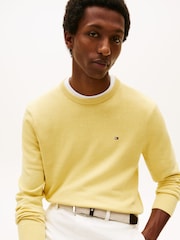 Tommy Hilfiger Yellow Flag Embroidery Crew Neck Jumper - Image 4 of 5