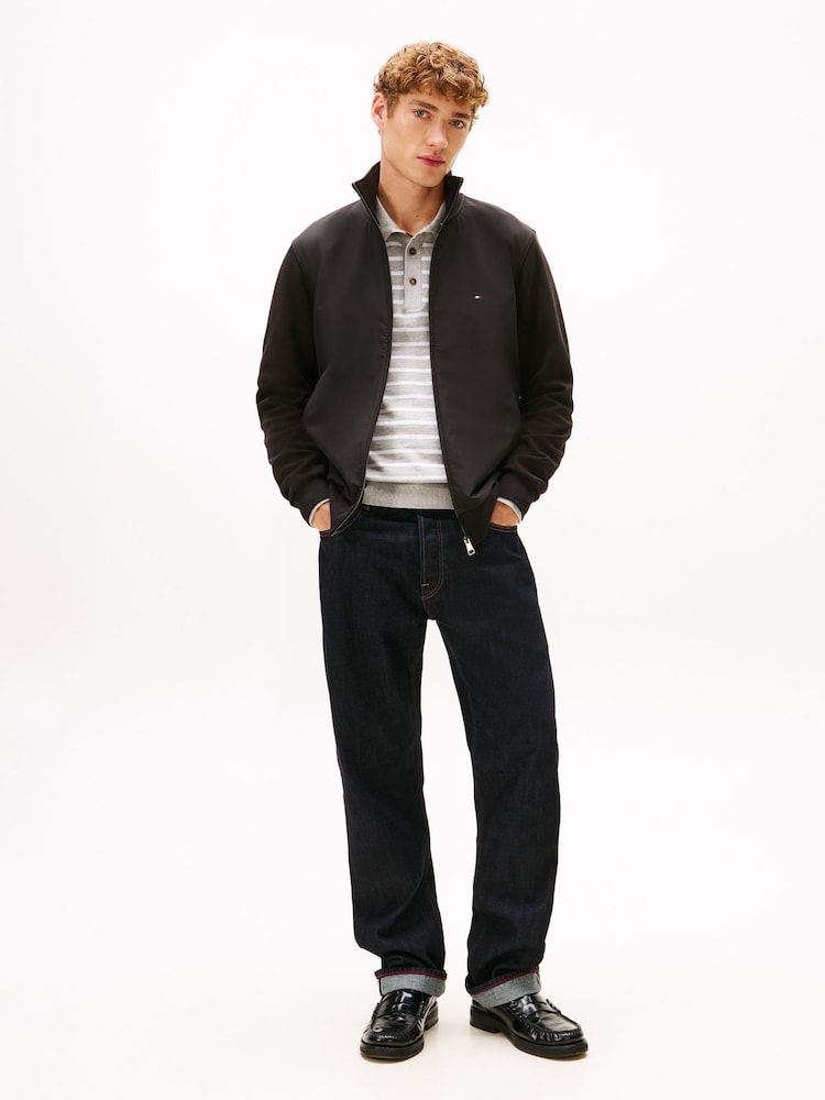 Tommy Hilfiger Black Intechno Knit Flag Embroidery Zip Through Jumper - Image 2 of 5 Tommy Hilfiger Black Intechno Knit Flag Embroidery Zip Through Jumper - Image 2 of 5