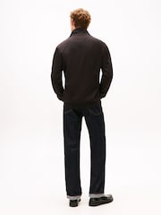 Tommy Hilfiger Black Intechno Knit Flag Embroidery Zip Through Jumper - Image 3 of 5