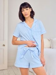 Chelsea Peers Blue Scallop Edge Short Pyjamas Set - Image 1 of 6