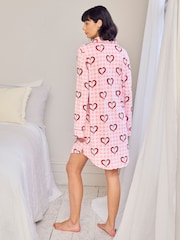 Chelsea Peers Pink Nightshirt Chilli Heart Print Long Pyjamas Set - Image 3 of 7