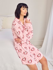 Chelsea Peers Pink Nightshirt Chilli Heart Print Long Pyjamas Set - Image 4 of 7