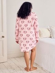 Chelsea Peers Pink Nightshirt Chilli Heart Print Long Pyjamas Set - Image 6 of 7