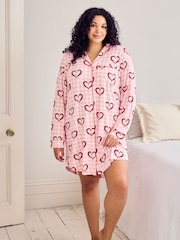 Chelsea Peers Pink Nightshirt Chilli Heart Print Long Pyjamas Set - Image 7 of 7