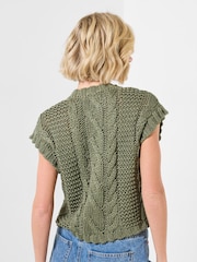 Joe Browns Green Louisa Sleeveless Cable Knit Cardigan - Image 3 of 5