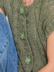 Joe Browns Green Louisa Sleeveless Cable Knit Cardigan - Image 4 of 5
