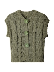Joe Browns Green Louisa Sleeveless Cable Knit Cardigan - Image 5 of 5