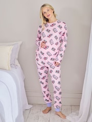 Chelsea Peers Pink Maternity Valentine's Perfect Match Print Long Pyjamas Set - Image 1 of 6