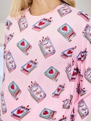 Chelsea Peers Pink Maternity Valentine's Perfect Match Print Long Pyjamas Set - Image 4 of 6