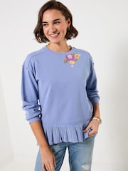 Joe Browns Purple Elodie Embroidered Woven Hem Sweat Top - Image 1 of 5