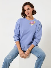 Joe Browns Purple Elodie Embroidered Woven Hem Sweat Top - Image 3 of 5