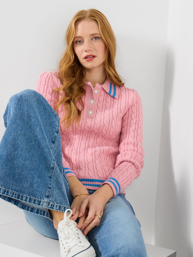 Joe Browns Frankie Collared Cable Knit Jumper - Imaginea 1 din 5