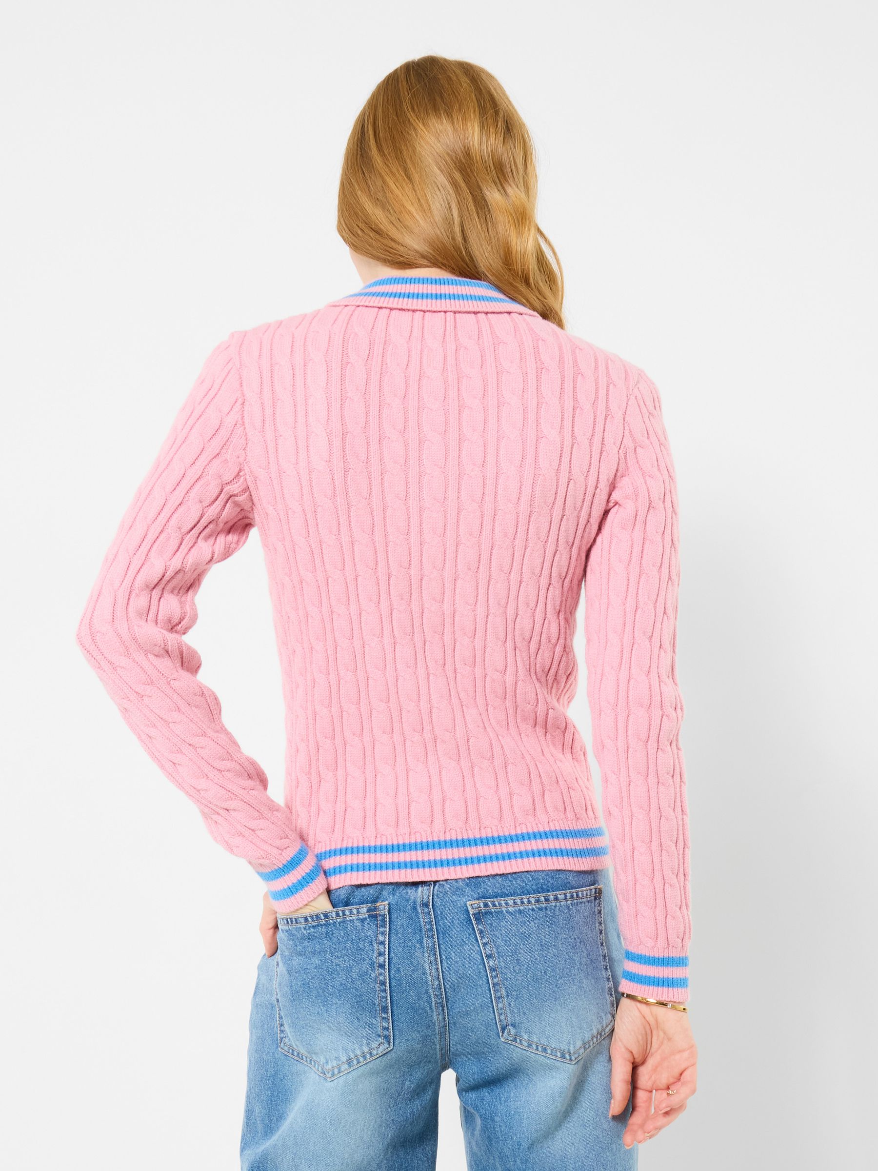 Buy Joe Browns Pink Frankie Collared Cable Knit Jumper from the