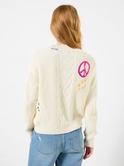 Joe Browns Cream Amour Embroidered Cable Knit Cardigan - Image 3 of 6