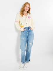 Joe Browns Cream Amour Embroidered Cable Knit Cardigan - Image 4 of 6