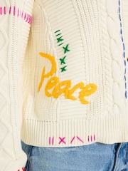 Joe Browns Cream Amour Embroidered Cable Knit Cardigan - Image 5 of 6