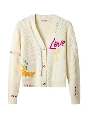 Joe Browns Cream Amour Embroidered Cable Knit Cardigan - Image 6 of 6