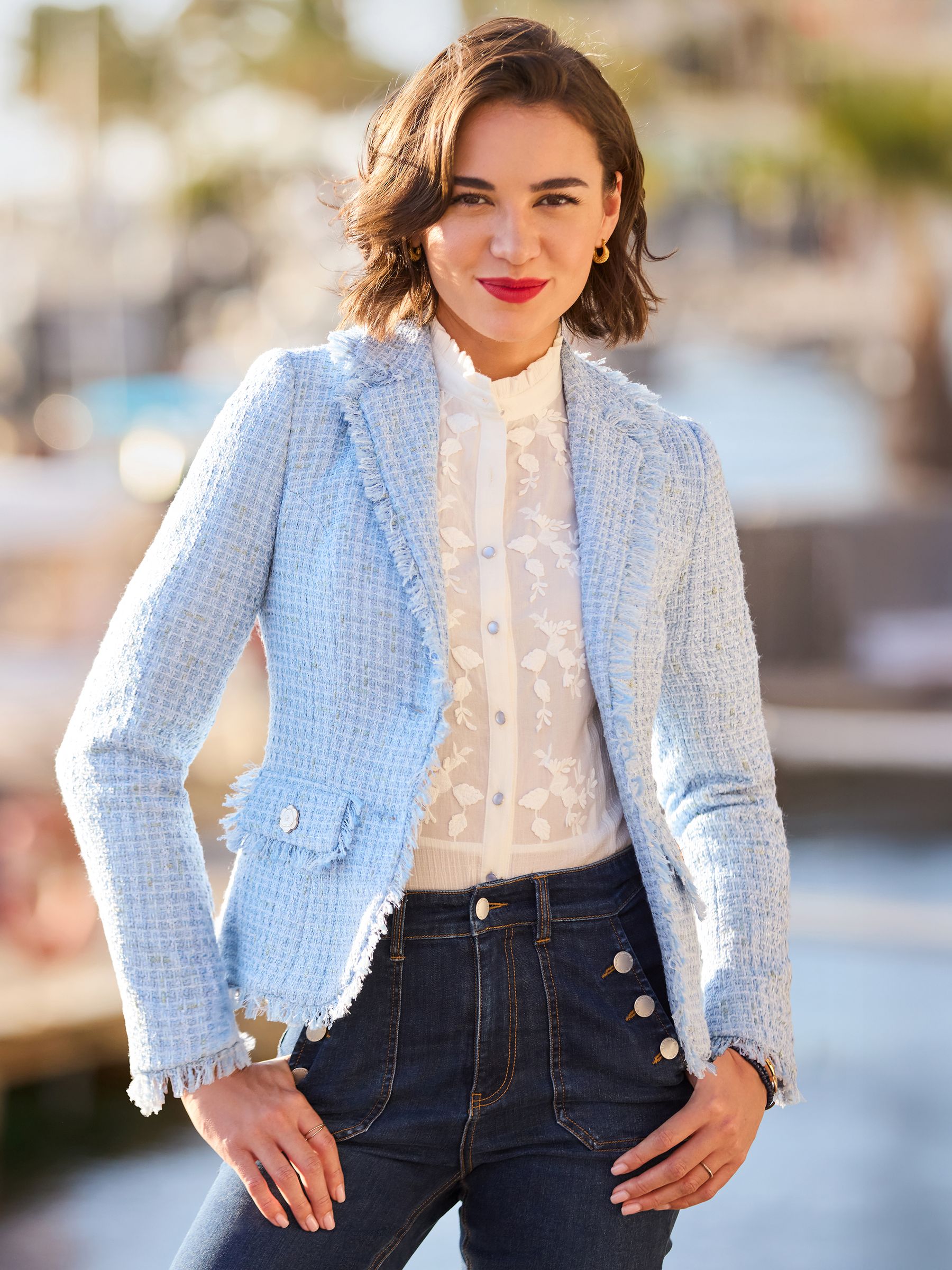 Let's Do Lunch Boucle Jacket Size 22 Blue   Women's - Image 2