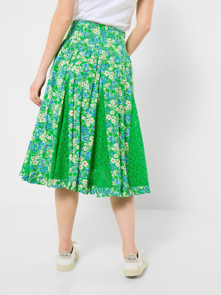 Joe Browns Green Floral Dreams Woven Knee Length Godet Skirt - Image 2 of 5
