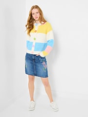 Joe Browns Cream Lola Flower Button Stripe Cardigan - Image 3 of 5