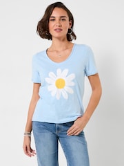 Joe Browns Blue Delightful Daisy Graphic T-Shirt - Image 3 of 5